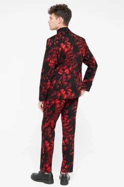Trousers·Floral Trousers|Twisted Tailor Heron Slim Fit Red Floral Cotton Trousers