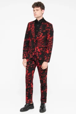 Jackets·Floral Jackets|Twisted Tailor Heron Slim Fit Red Floral Cotton Jacket