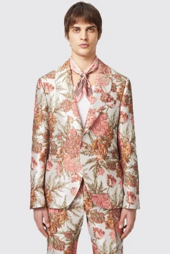 Jackets·Floral Jackets|Jackets·Party Jackets|Twisted Tailor Hirshfield Floral Pink Silver Jacquard Jacket