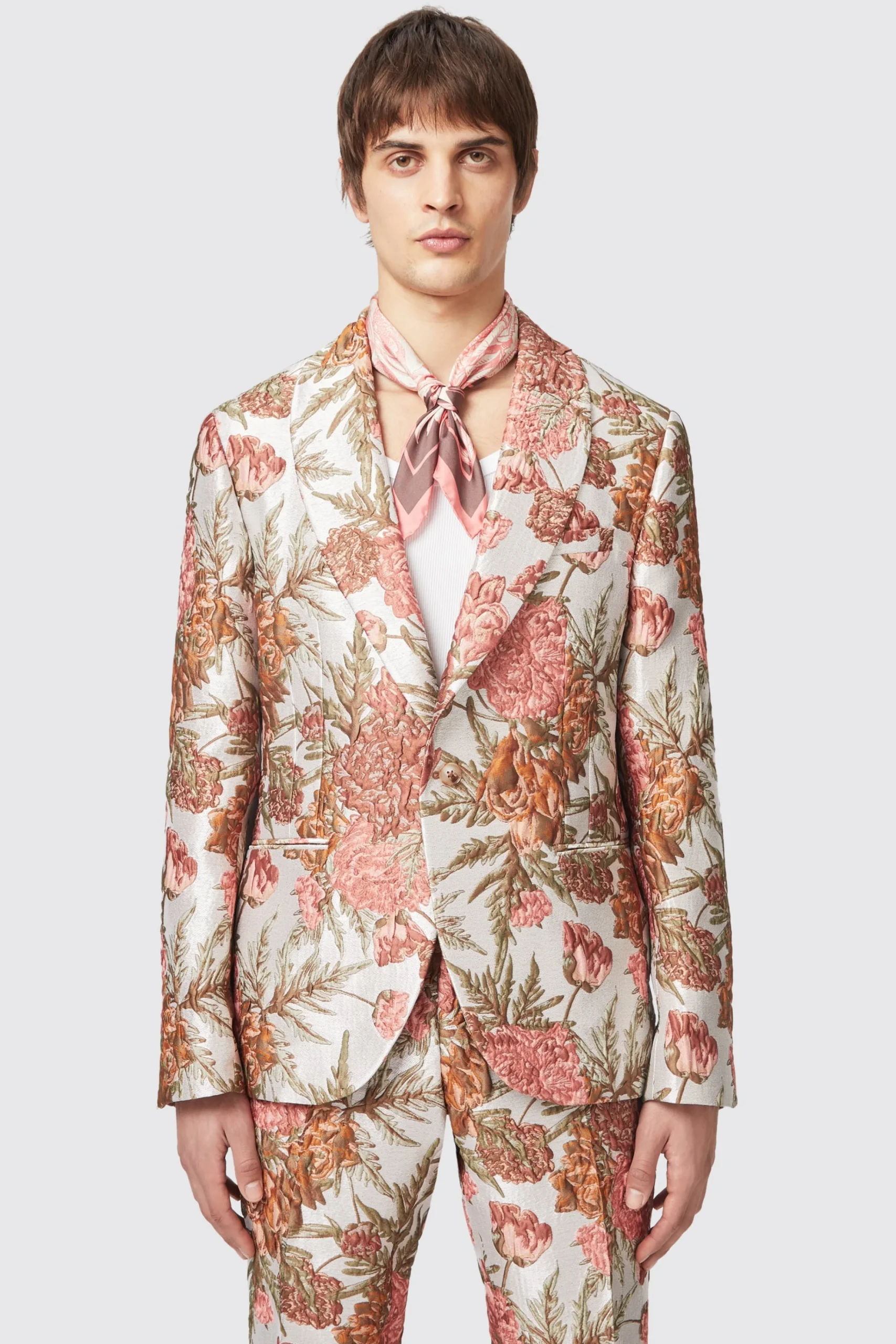 Jackets·Floral Jackets|Jackets·Party Jackets|Twisted Tailor Hirshfield Floral Pink Silver Jacquard Jacket
