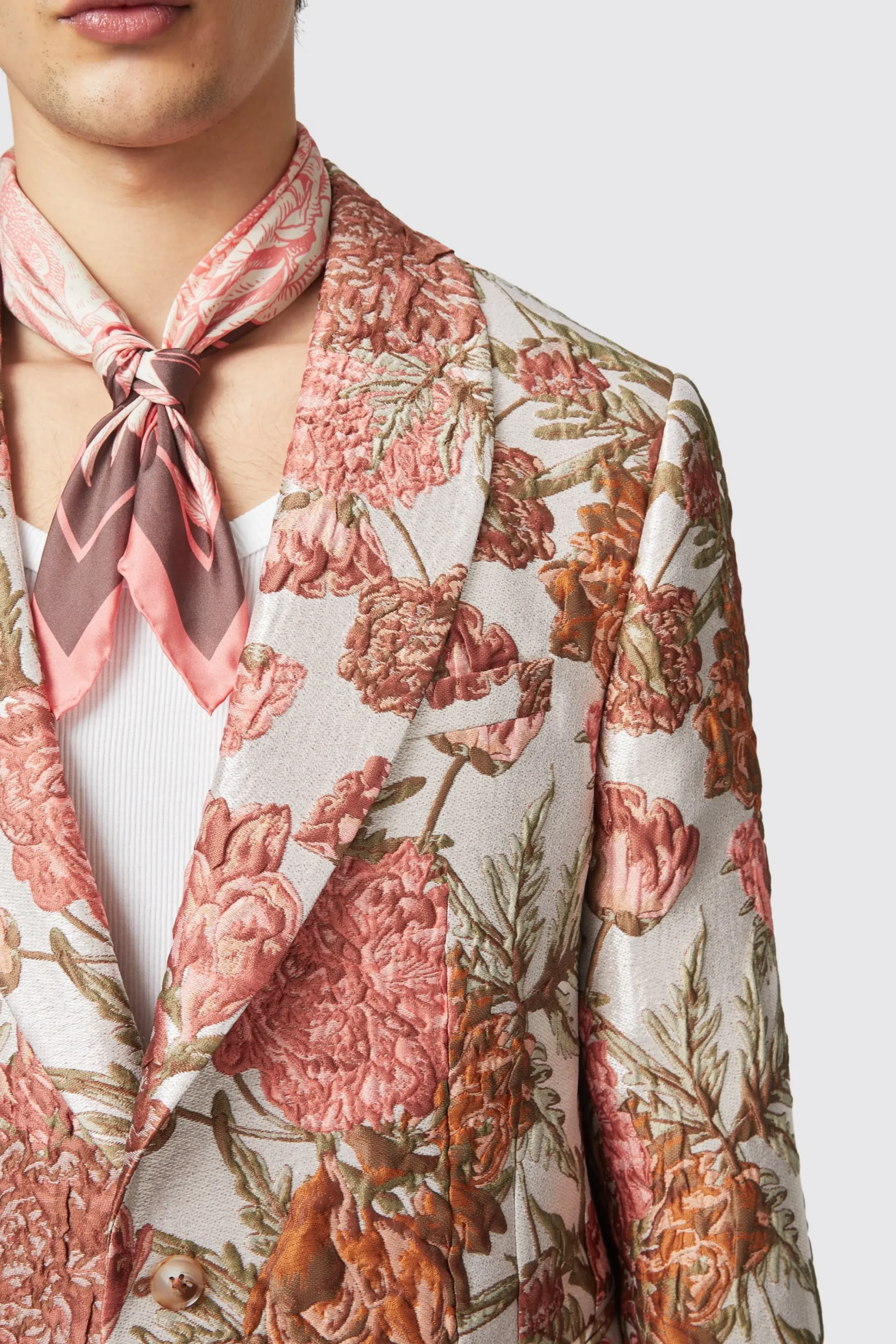 Jackets·Floral Jackets|Jackets·Party Jackets|Twisted Tailor Hirshfield Floral Pink Silver Jacquard Jacket