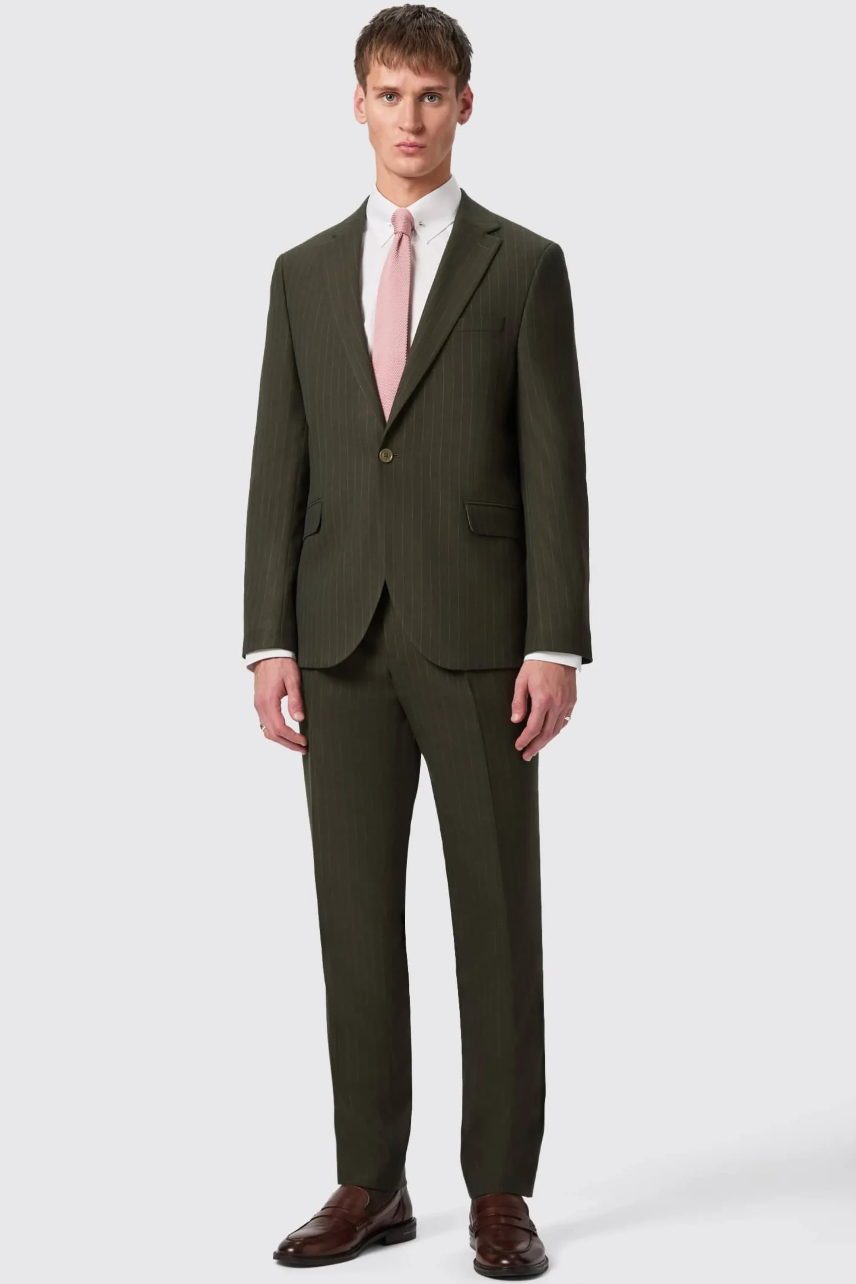Jackets·Work Jackets|Jackets·Casual Jackets|Twisted Tailor Hodge Slim Fit Green Pinstripe Jacket