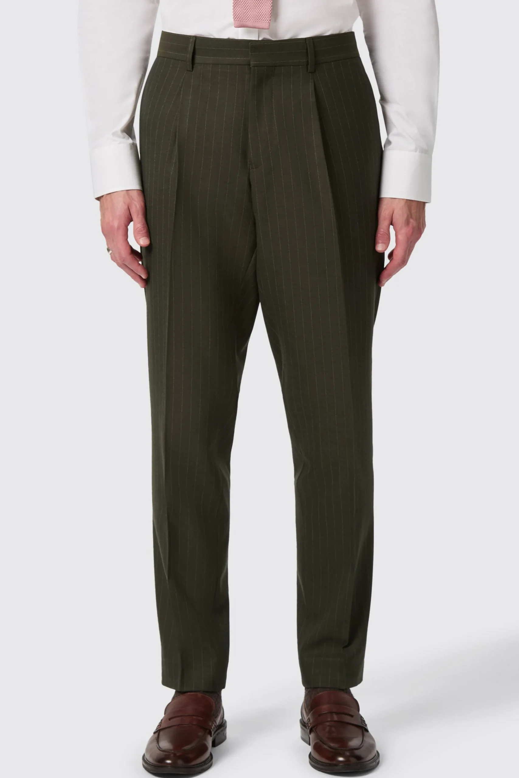 Trousers·Casual Trousers|Trousers·Work Trousers|Twisted Tailor Hodge Slim Fit Green Pinstripe Trousers