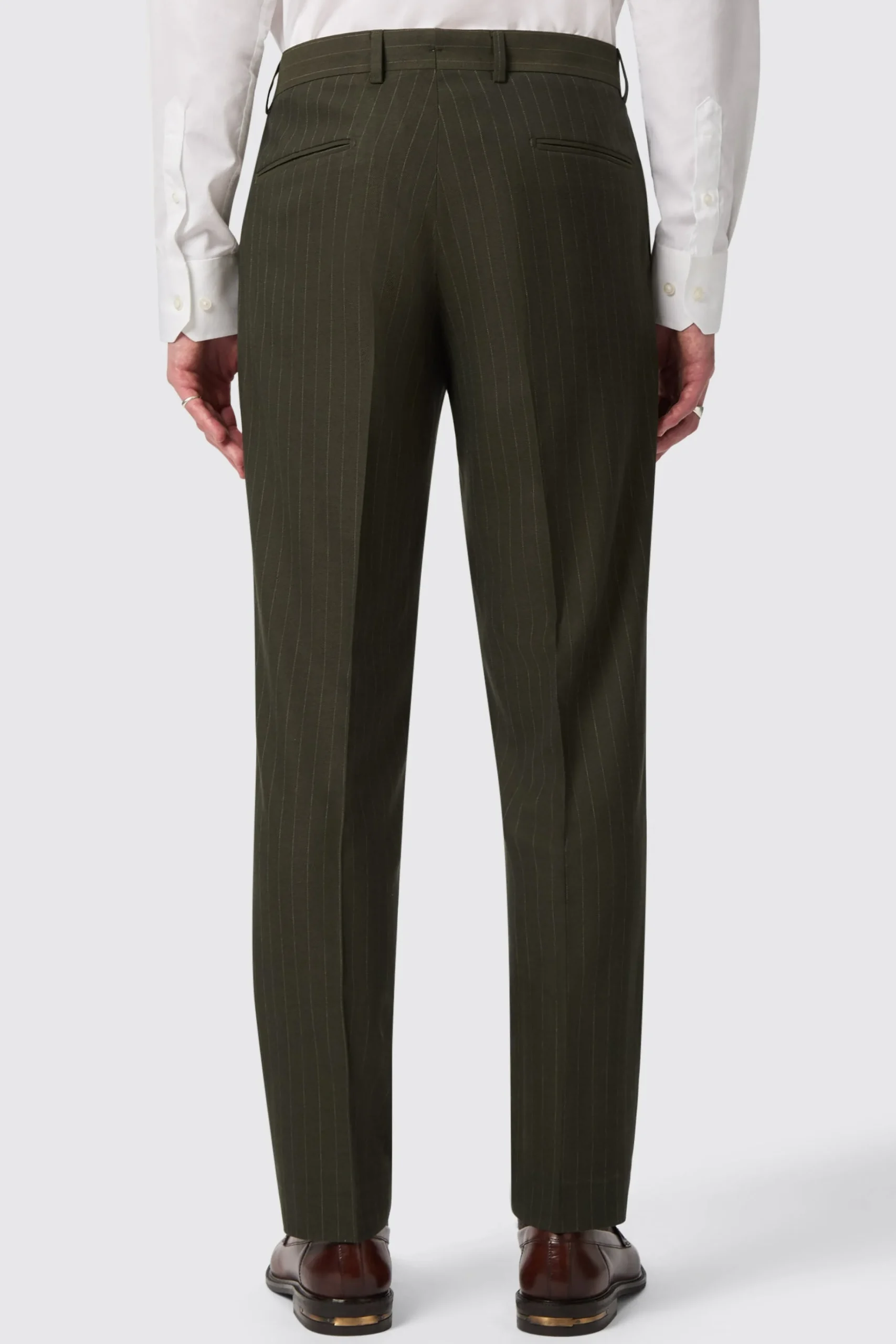 Trousers·Casual Trousers|Trousers·Work Trousers|Twisted Tailor Hodge Slim Fit Green Pinstripe Trousers