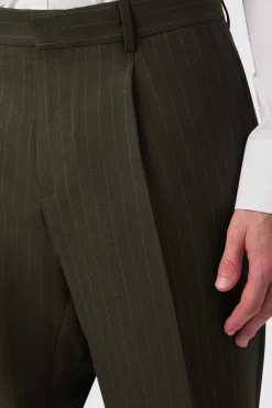 Trousers·Casual Trousers|Trousers·Work Trousers|Twisted Tailor Hodge Slim Fit Green Pinstripe Trousers