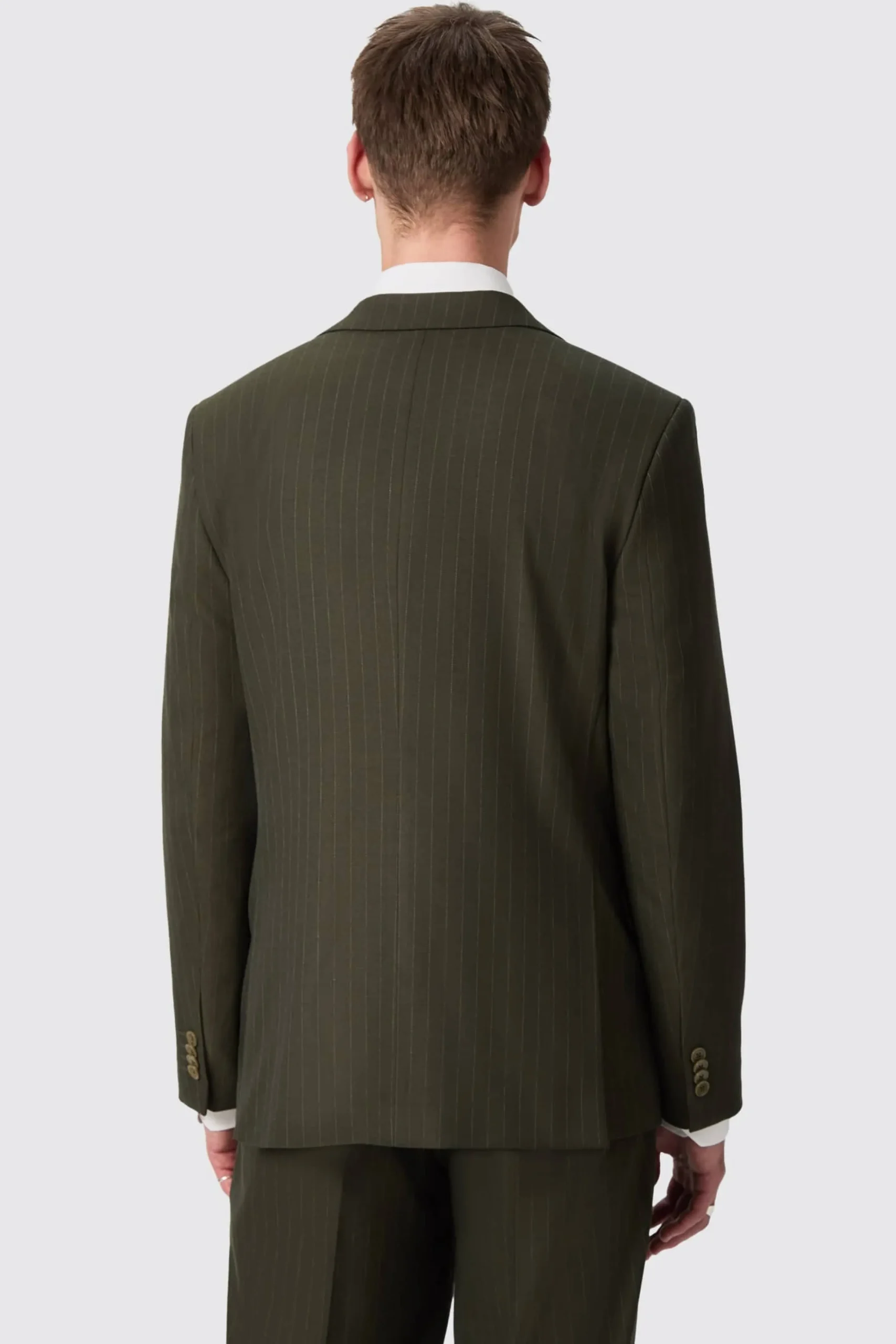 Style·Plain Suits|Occasion·Groomsmen Suits|Twisted Tailor Hodge Slim Fit Green Pinstripe Suit