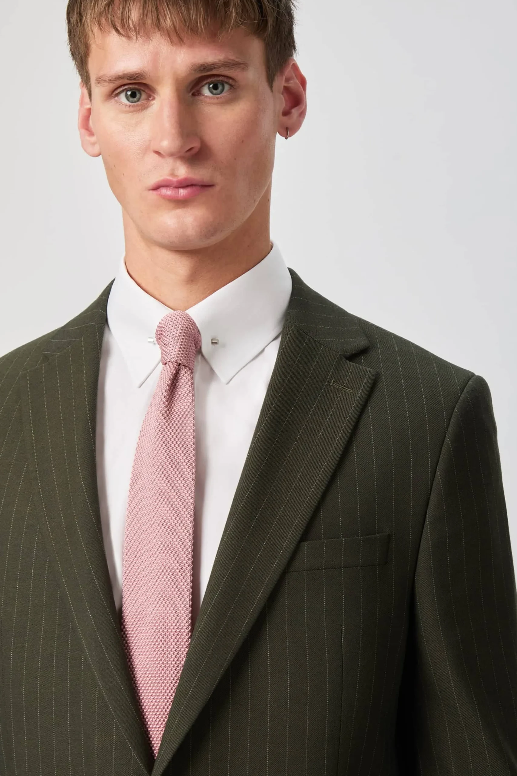 Style·Plain Suits|Occasion·Groomsmen Suits|Twisted Tailor Hodge Slim Fit Green Pinstripe Suit