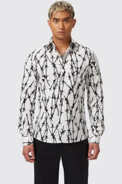 Style·Patterned Shirts|Occasion·Party Shirts|Twisted Tailor Horner Slim Fit White Cotton Shirt