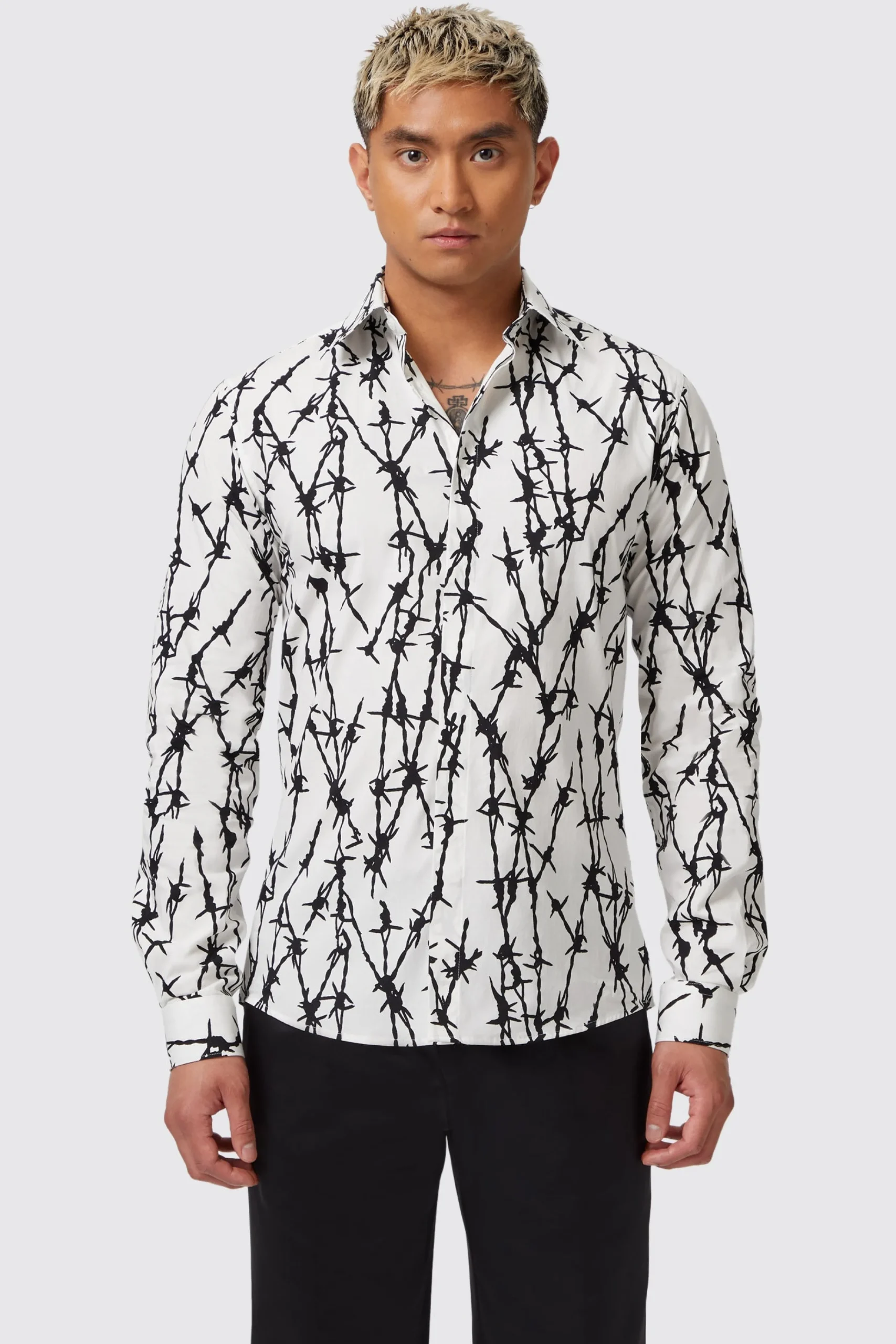 Style·Patterned Shirts|Occasion·Party Shirts|Twisted Tailor Horner Slim Fit White Cotton Shirt