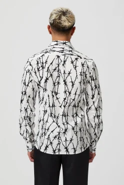 Style·Patterned Shirts|Occasion·Party Shirts|Twisted Tailor Horner Slim Fit White Cotton Shirt