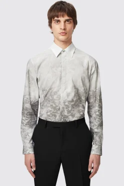 Style·Patterned Shirts|Occasion·Casual Shirts|Twisted Tailor Huile Slim Fit Grey Cotton Shirt