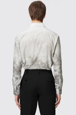 Style·Patterned Shirts|Occasion·Casual Shirts|Twisted Tailor Huile Slim Fit Grey Cotton Shirt