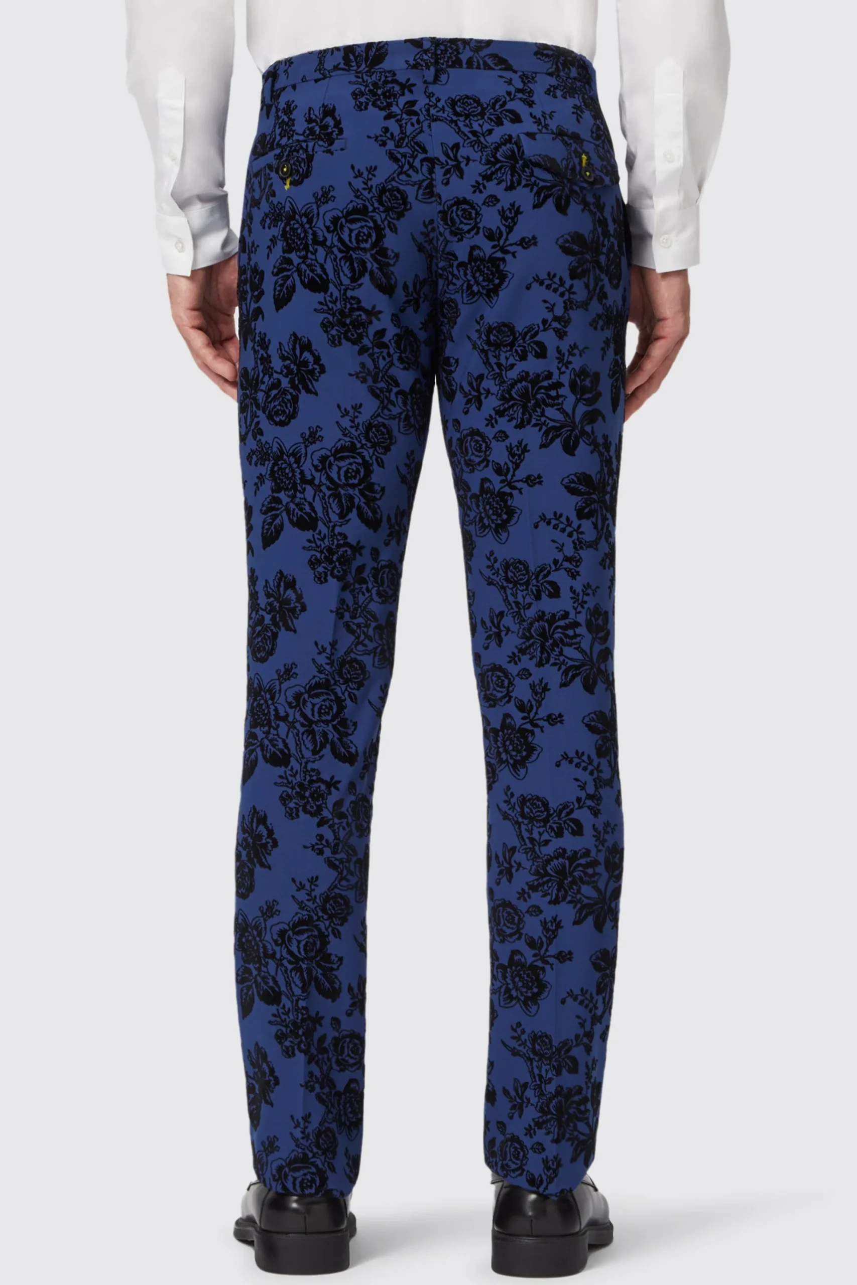 Style·Floral Suits|Style·3 Piece Suits|Twisted Tailor Jackalope Blue Suit With Floral Flocking