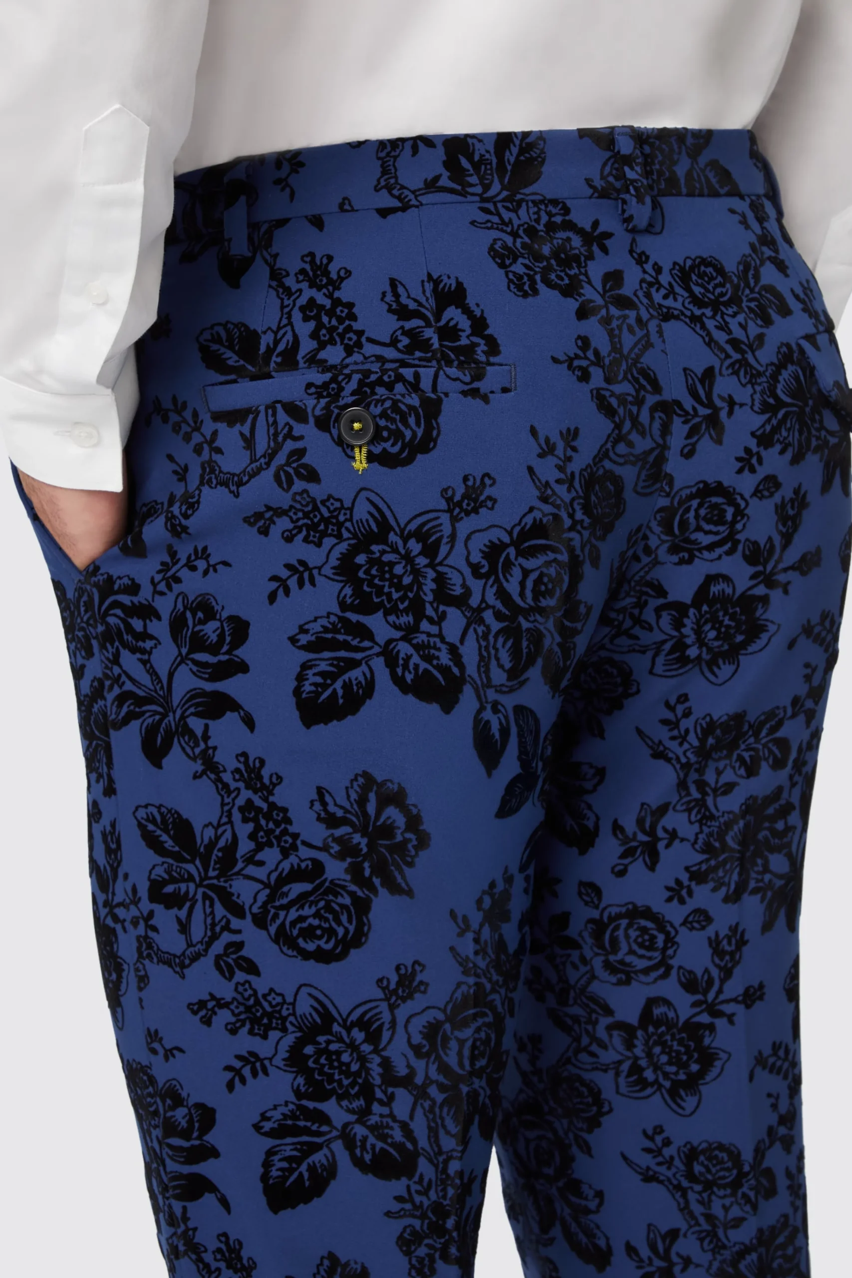 Style·Floral Suits|Style·3 Piece Suits|Twisted Tailor Jackalope Blue Suit With Floral Flocking