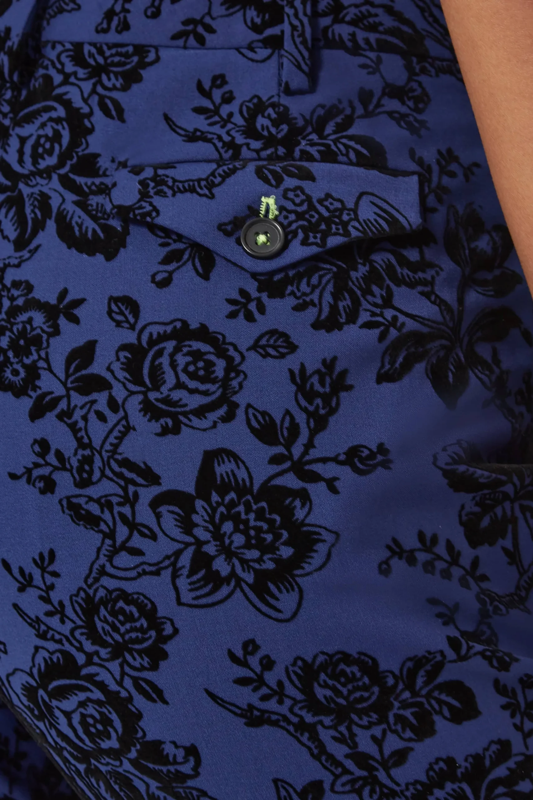 Woman|Twisted Tailor Jackalope Skinny Fit Blue Floral Flocked Trousers