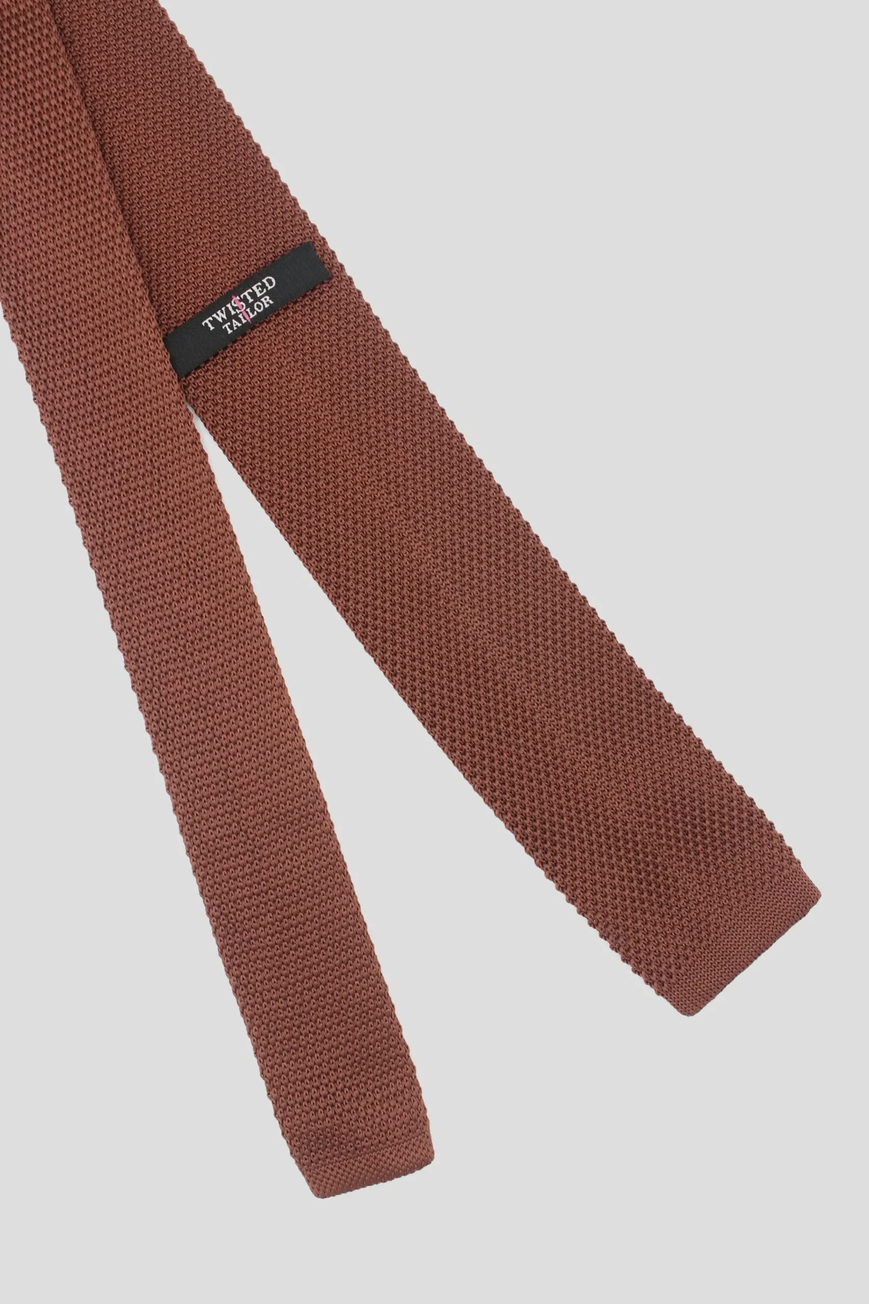 Suit Accessories·Ties|Twisted Tailor Jagger Brown Knitted Tie
