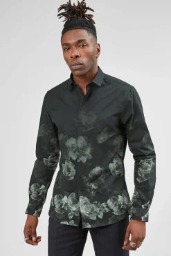 Style·Patterned Shirts|Occasion·Formal Shirts|Twisted Tailor Kember Slim Fit Black Floral Shirt
