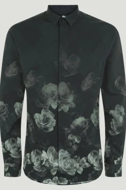 Style·Patterned Shirts|Occasion·Formal Shirts|Twisted Tailor Kember Slim Fit Black Floral Shirt