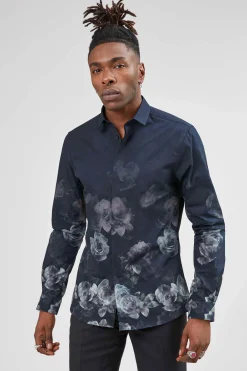 Style·Patterned Shirts|Style·Floral Shirts|Twisted Tailor Kember Slim Fit Blue Floral Shirt