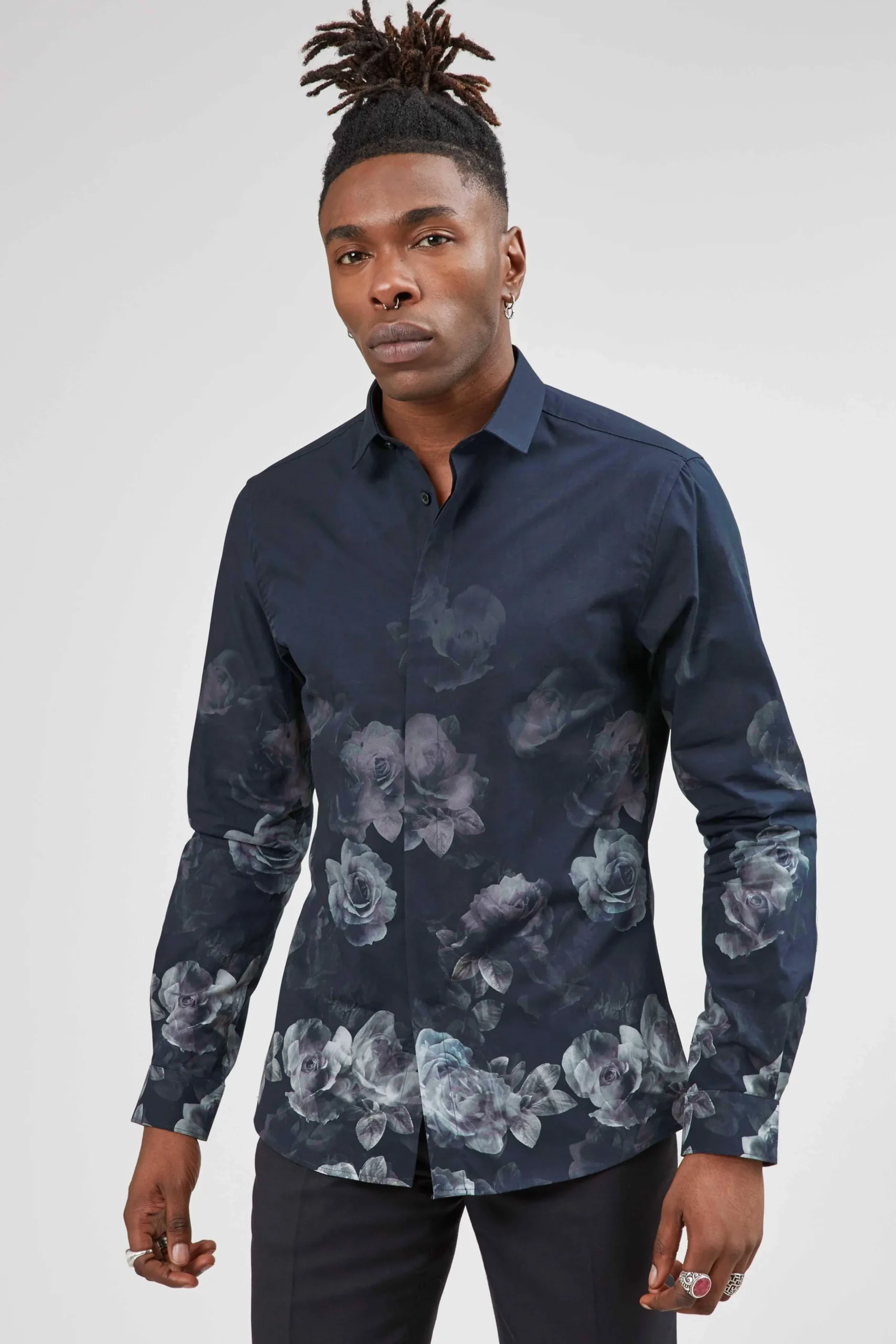 Style·Patterned Shirts|Style·Floral Shirts|Twisted Tailor Kember Slim Fit Blue Floral Shirt
