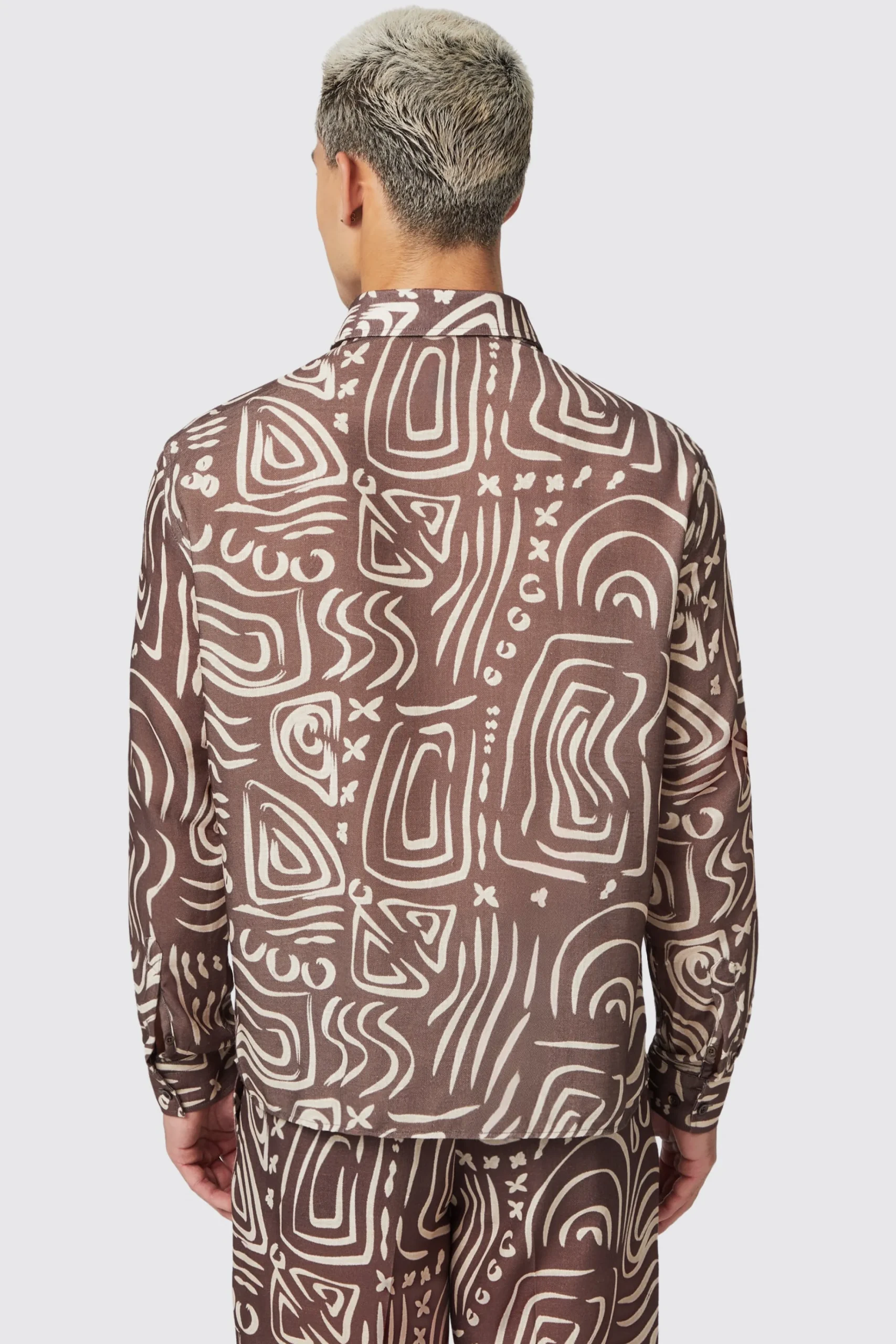 Unisex|Style·Patterned Shirts|Twisted Tailor Kessie Cream Abstract Print Shirt