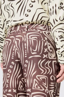Unisex|Trousers·Casual Trousers|Twisted Tailor Kessie Oversized Brown Abstract Print Trousers