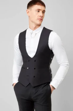 Waistcoats|Twisted Tailor Kingdon Skinny Fit Black Dinner Waistcoat