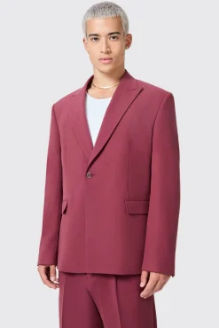 Unisex|Jackets·Work Jackets|Twisted Tailor Lavoir Oversized Burgundy Jacket