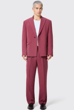 Unisex|Jackets·Work Jackets|Twisted Tailor Lavoir Oversized Burgundy Jacket