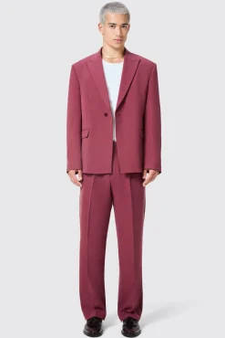 Trousers·Casual Trousers|Trousers·Work Trousers|Twisted Tailor Lavoir Oversized Burgundy Trousers