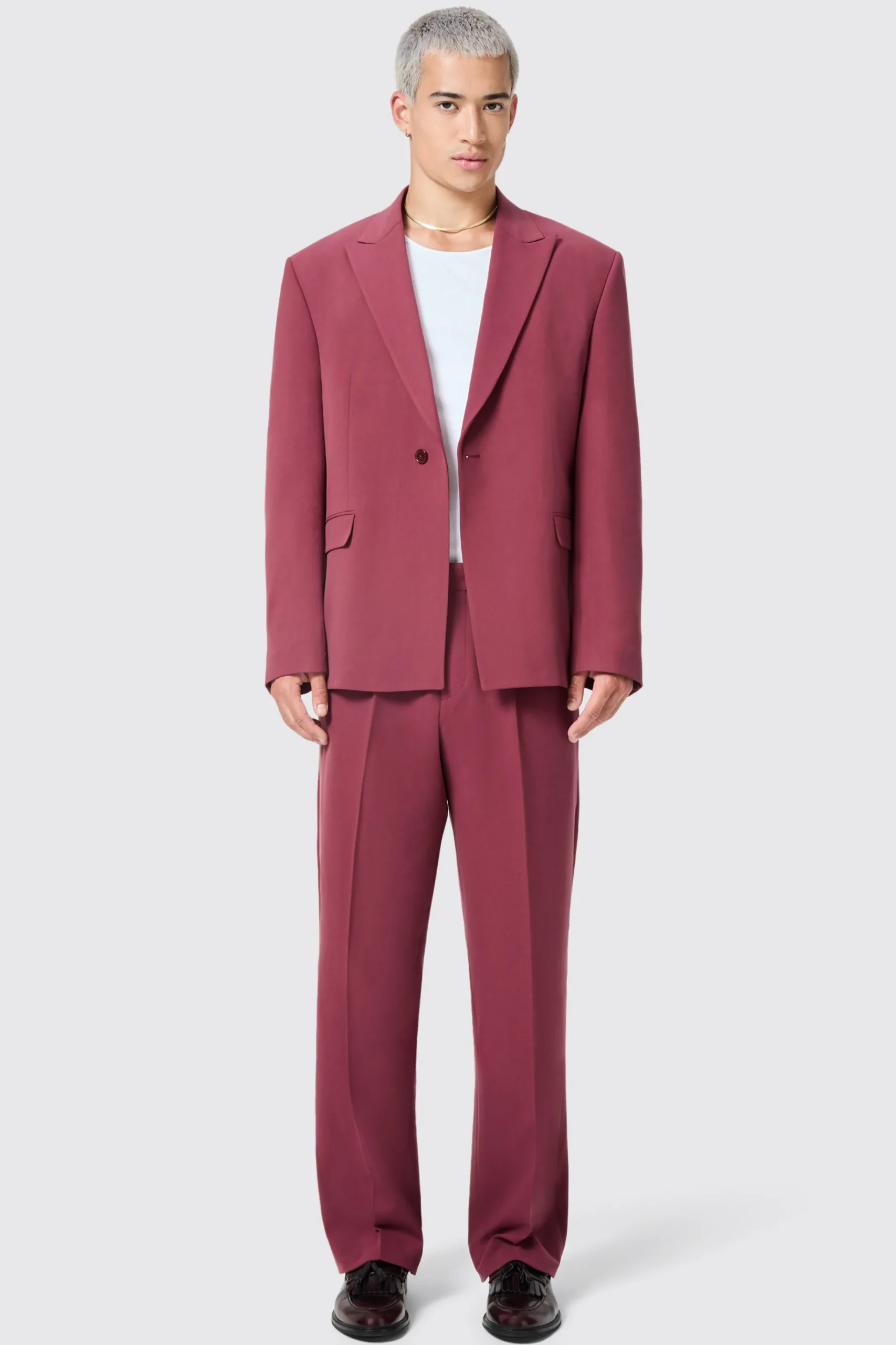 Trousers·Casual Trousers|Trousers·Work Trousers|Twisted Tailor Lavoir Oversized Burgundy Trousers