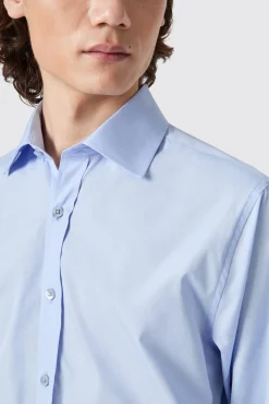 Style·Premium Shirts|Occasion·Formal Shirts|Twisted Tailor Lewes Slim Fit Spread Collar Blue Cotton Shirt