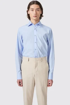 Style·Premium Shirts|Occasion·Formal Shirts|Twisted Tailor Lewes Slim Fit Spread Collar Blue Cotton Shirt