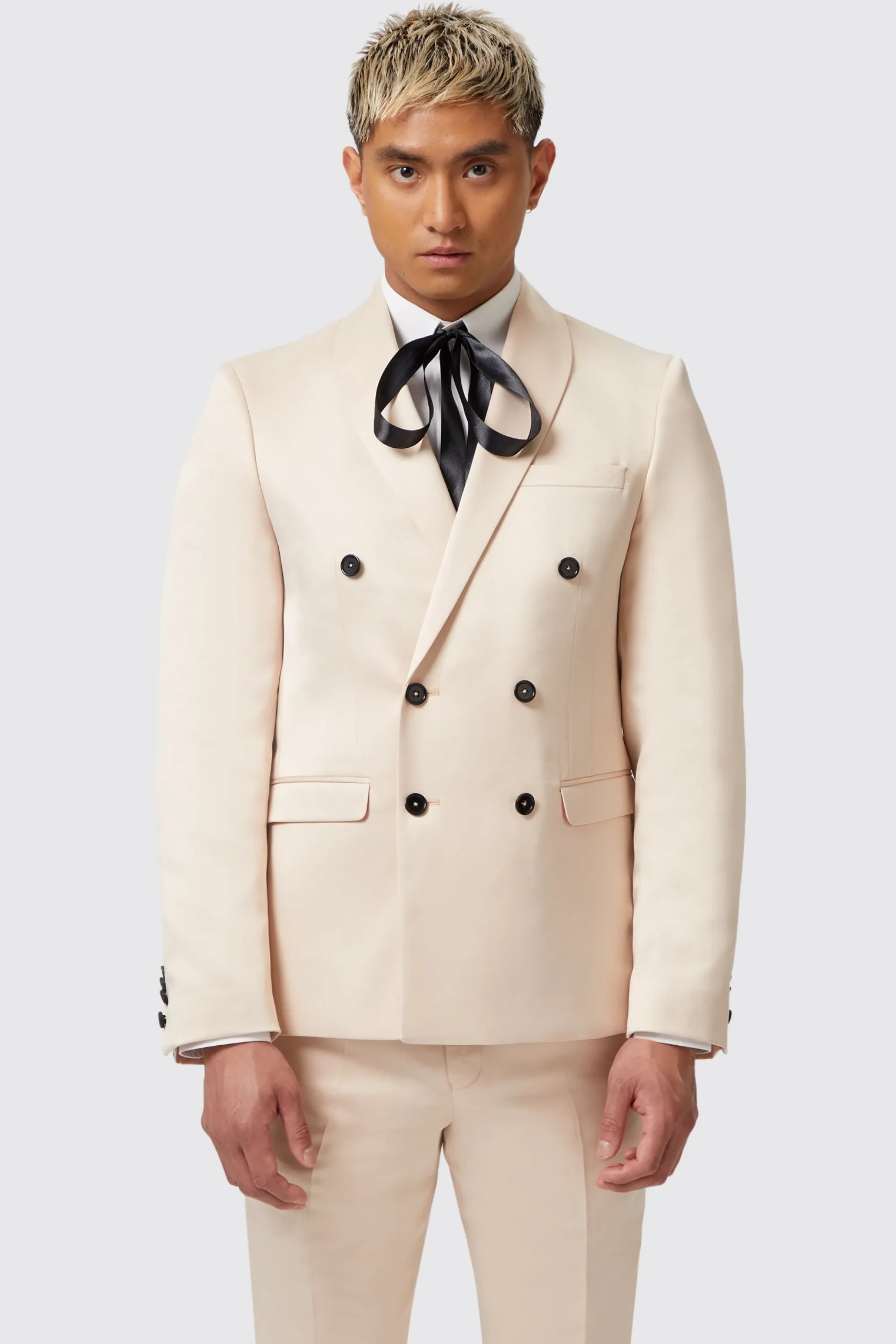 Occasion·Party Suits|Twisted Tailor Lewis Skinny Fit Double Breasted Beige Sateen Suit