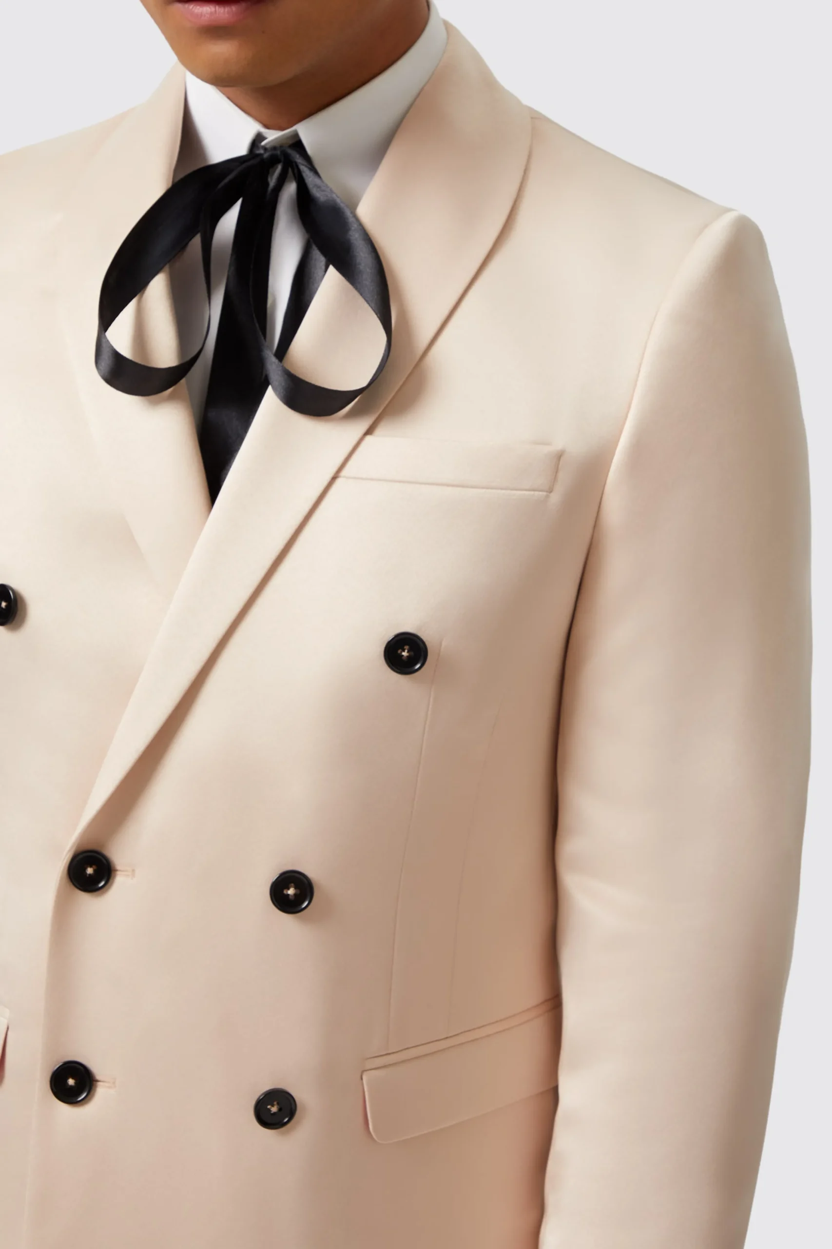 Occasion·Party Suits|Twisted Tailor Lewis Skinny Fit Double Breasted Beige Sateen Suit