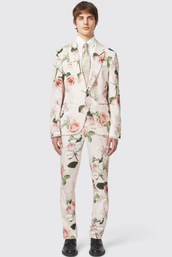 Trousers·Floral Trousers|Trousers·Party Trousers|Twisted Tailor Lincoln Skinny Fit Pink Floral Cotton Trousers