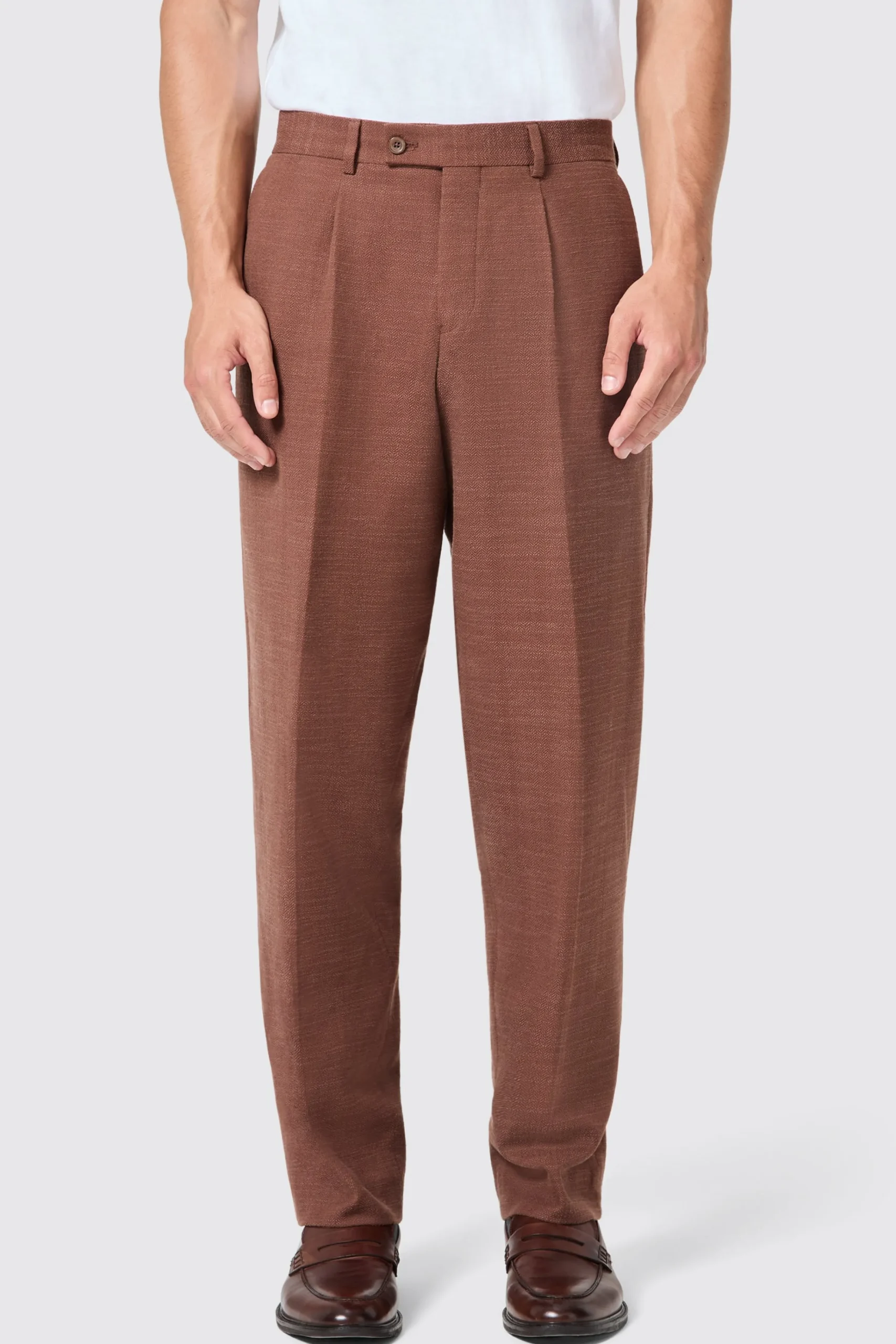 Unisex|Trousers·Casual Trousers|Twisted Tailor Lisandro Oversized Brown Cotton Trousers