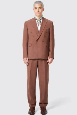Unisex|Trousers·Casual Trousers|Twisted Tailor Lisandro Oversized Brown Cotton Trousers