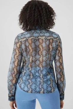 Woman|Twisted Tailor Lopez Skinny Fit Grey Snake Print Shirt