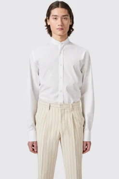 Style·Premium Shirts|Style·Everyday Essentials|Twisted Tailor Lyndhurst Slim Fit Grandad Collar White Cotton Shirt