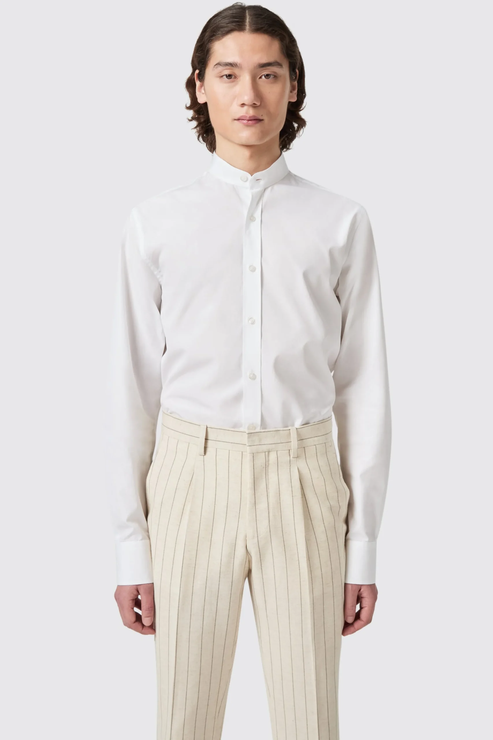 Style·Premium Shirts|Style·Everyday Essentials|Twisted Tailor Lyndhurst Slim Fit Grandad Collar White Cotton Shirt