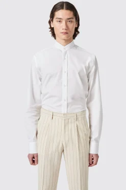Style·Premium Shirts|Style·Everyday Essentials|Twisted Tailor Lyndhurst Slim Fit Grandad Collar White Cotton Shirt