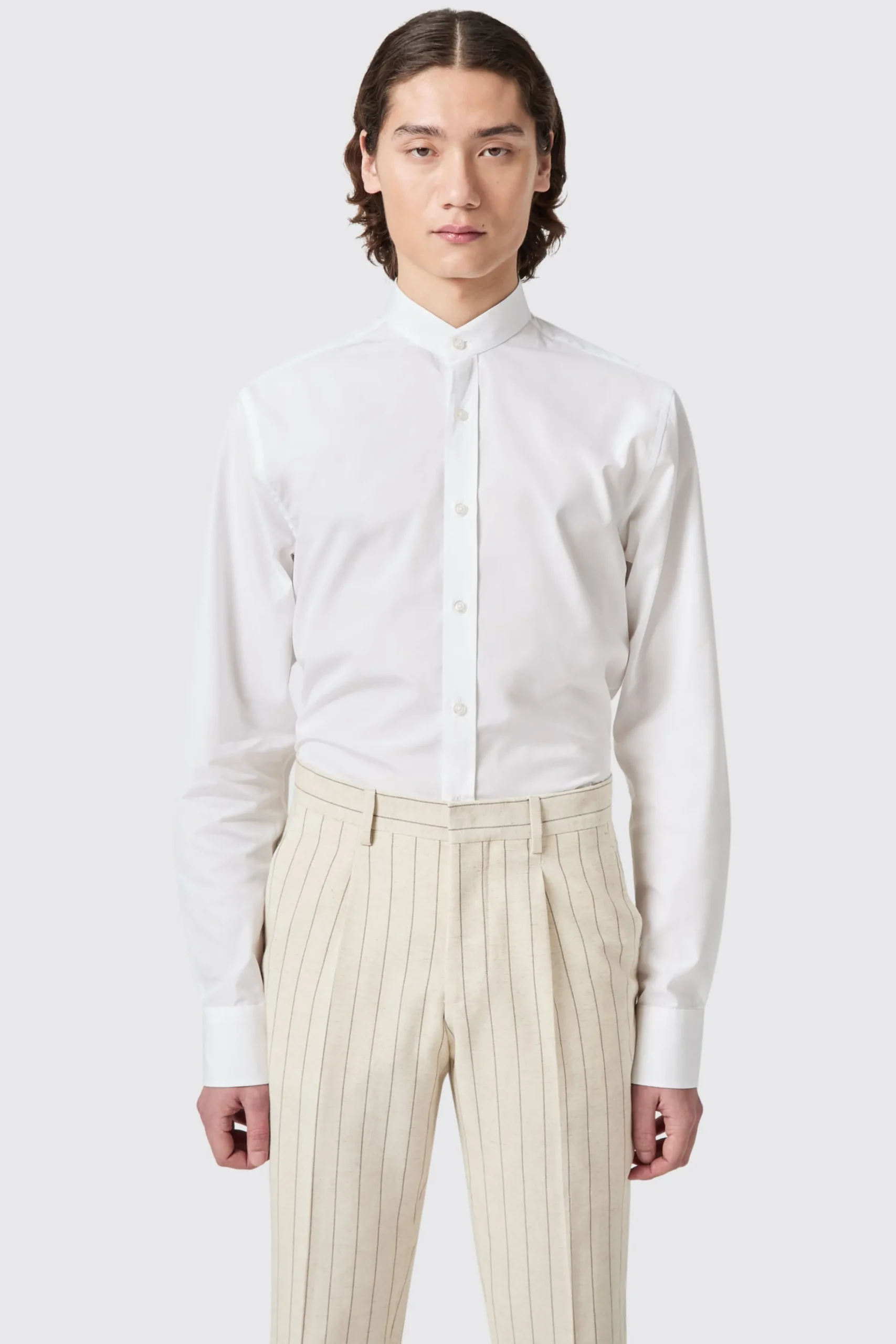 Style·Premium Shirts|Style·Everyday Essentials|Twisted Tailor Lyndhurst Slim Fit Grandad Collar White Cotton Shirt