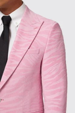 Jackets·Party Jackets|Twisted Tailor Magnussen Slim Fit Pink Flocked Jacket