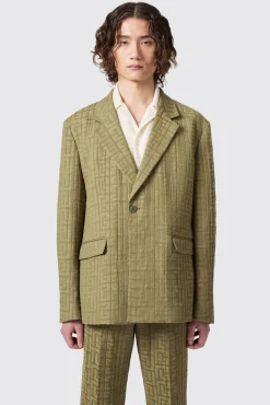 Unisex|Occasion·Back To It|Twisted Tailor Malacia Oversized Green Jacquard Suit