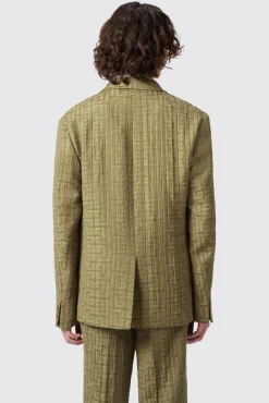 Unisex|Twisted Tailor Malacia Oversized Green Jacquard Jacket