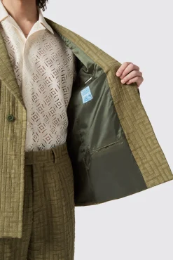 Unisex|Twisted Tailor Malacia Oversized Green Jacquard Jacket