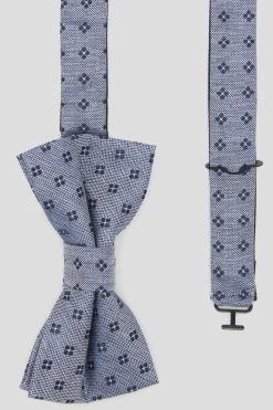 Suit Accessories·Bow Ties|Twisted Tailor Monty Blue Micro-Print Bow Tie