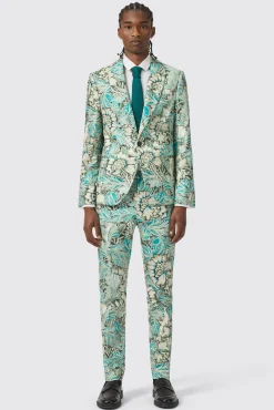 Jackets·Floral Jackets|Twisted Tailor Morris Slim Fit Floral Green Jacket