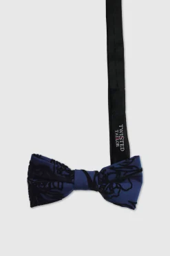 Suit Accessories·Bow Ties|Occasion·Party Suits|Twisted Tailor Onyx Blue Velvet Bow Tie